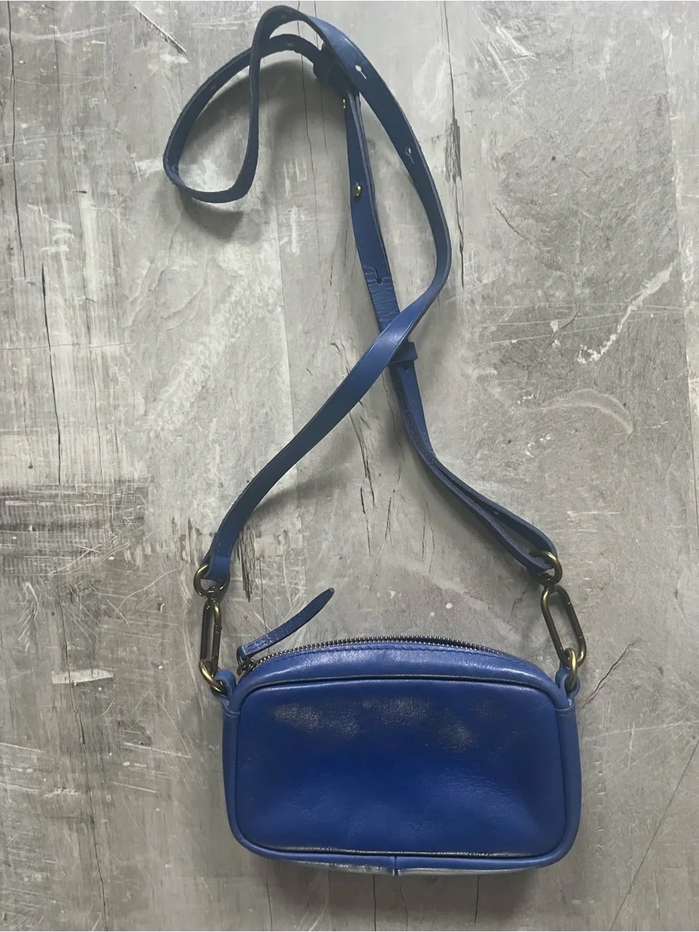 Madewell Cobalt Blue Leather carabiner, mini Crossbody Bag